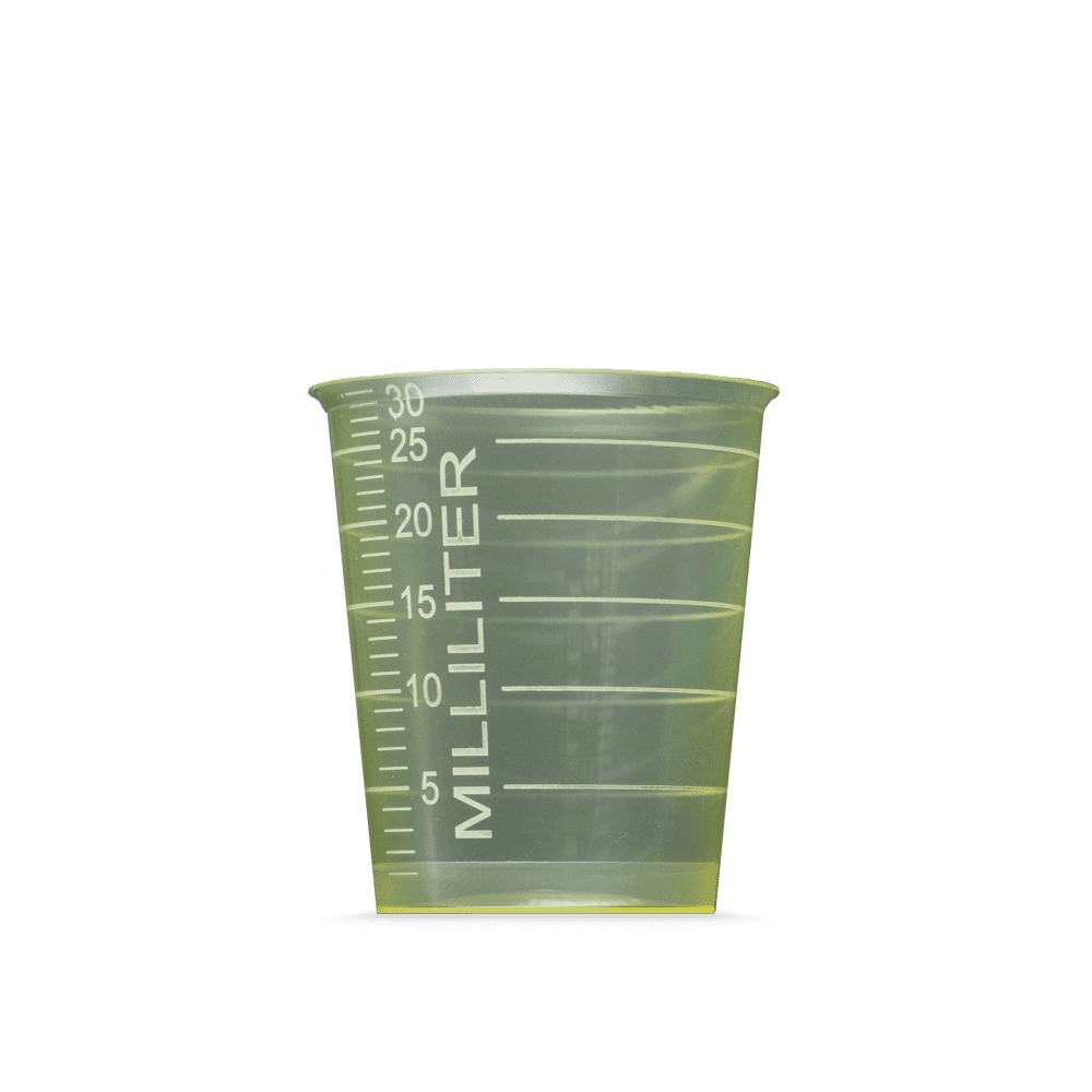 PP Medizinbecher, Farbe gelb, 30 ml, graduiert PP Medizinbecher, Farbe gelb, 30 ml, graduiert