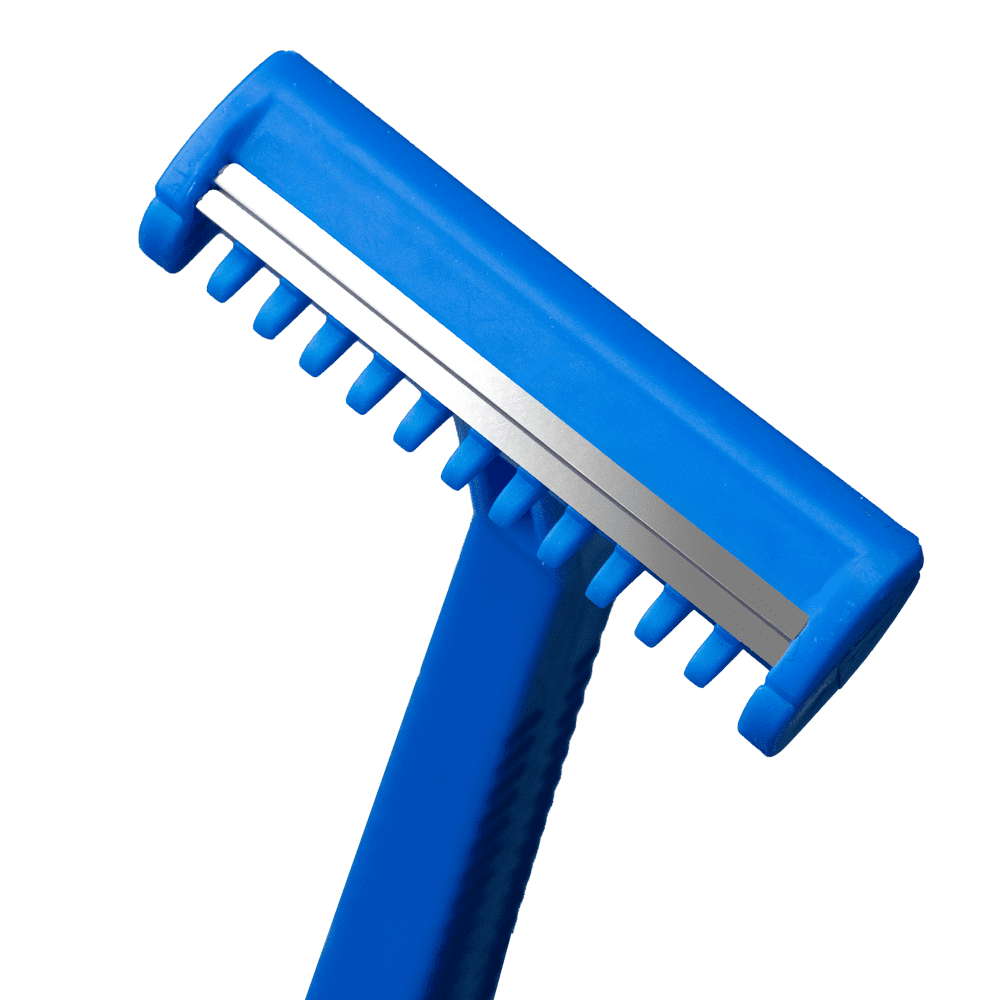 ABS disposable razor with stainless steel blade, 2 edges, colour blue, Top-Comfort: buy disposable razor for dry shaving as patient supply and patient hygiene.