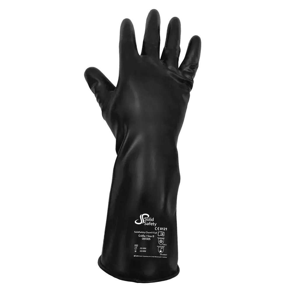 Guante de protección química, tipo A, talla 8, negro, Solidsafety ChemV Full