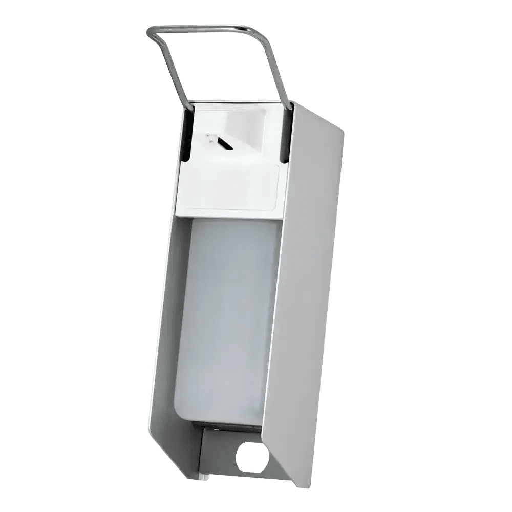 Wandspender für 500 ml Desinfektionsmittel und Flüssigseifen, 270 x 81 x 160 mm, kurzer Hebel Wandspender für 500 ml Desinfektionsmittel und Flüssigseifen, 270 x 81 x 160 mm, kurzer Hebel