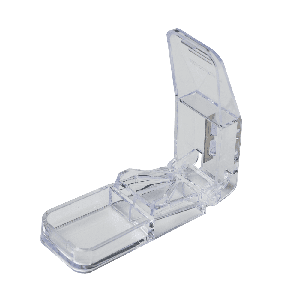 Separador de pastillas, transparente, Med-Comfort: comprar separador de pastillas con hoja de acero inoxidable para dividir fácilmente las pastillas.