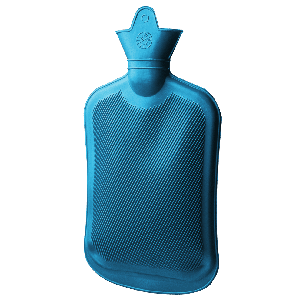 Wärmflasche, blau, Gummi, mit Schraubverschluss