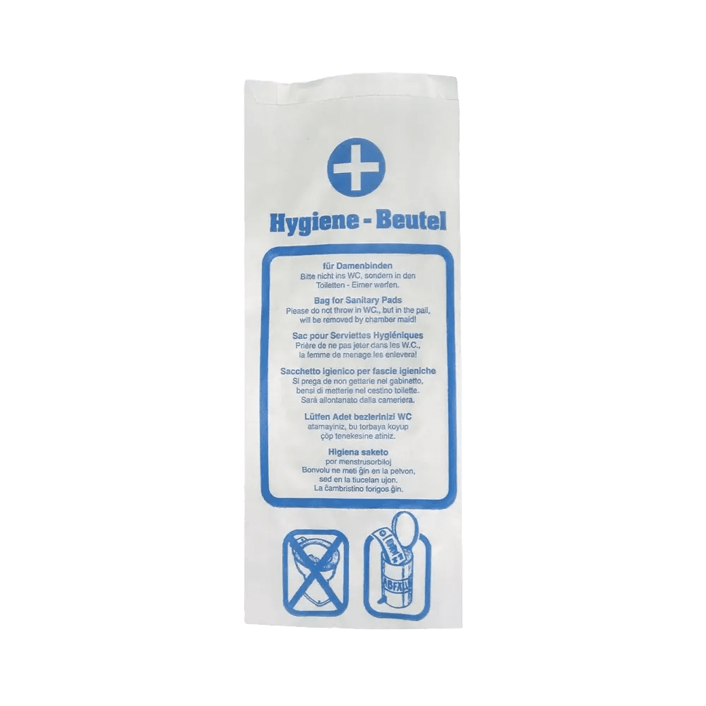 Hygienebeutel, weiß, 12 x 5 x 29 cm: Hygienebeutel aus Zellulose zur Entsorgung von Monatshygiene für den Stations- und Patientenbedarf kaufen.