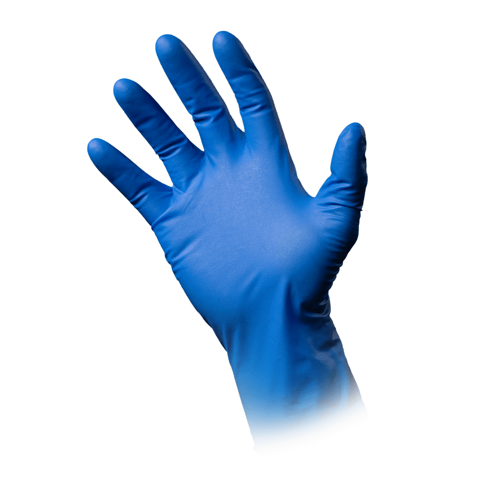 MED-COMFORT HIGH RISK, nitrile chemical protection glove, powder-free, blue, size M: buy powder-free nitrile glove as chemical protection glove.