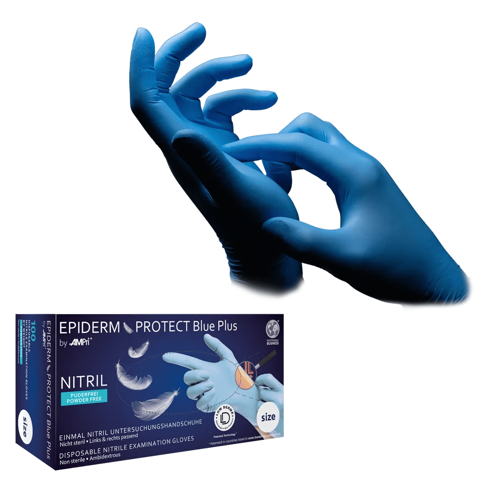 Nitrile gloves, light blue, blue, size S, powder-free, Epiderm Protect Blue Plus by Med-Comfort