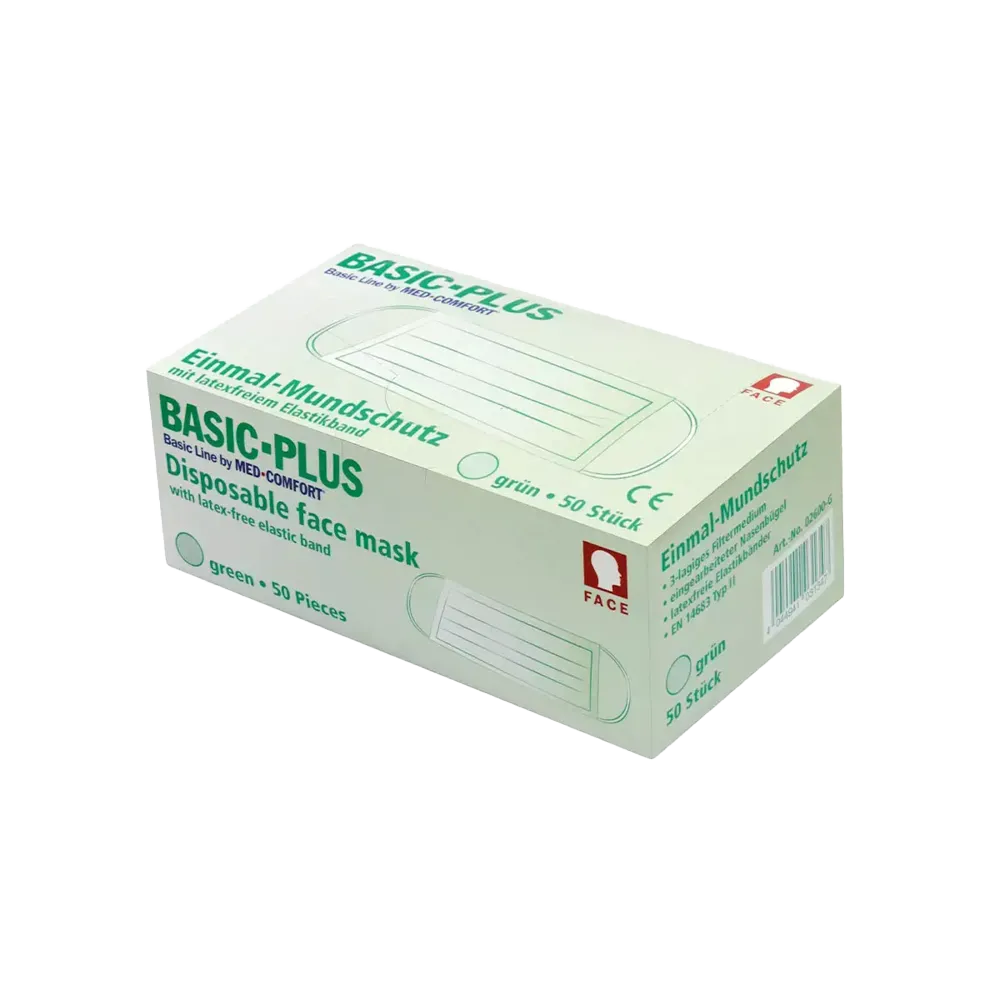 Surgical mask, 3-ply, type II, with elastic bands, Basic-Plus: buy non-woven mouth protection as medical disposable masks.