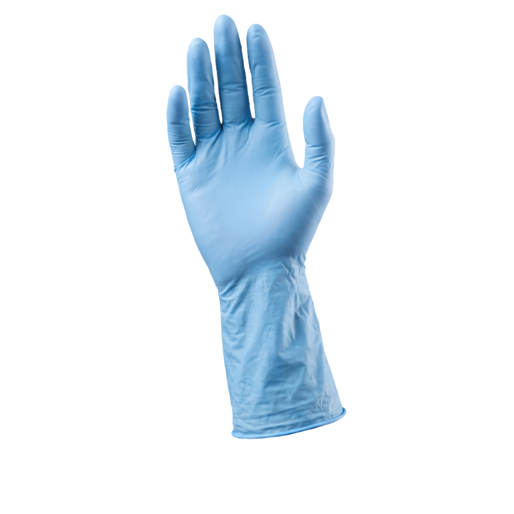 Guantes largos de nitrilo, azul, talla XL, sin polvo, Med-Comfort Azul 300