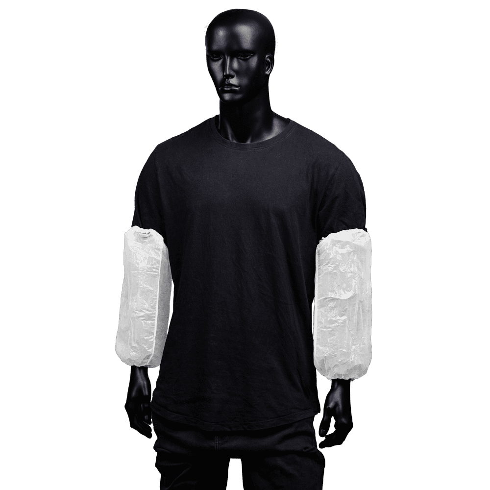 PE Sleeve protectors, 40 x 20 cm, colour white, polyethylene, Med-Comfort: buy thanks to the elastic band on both sides, durable, well-fitting and protective sleeve protectors as coloured protective clothing.