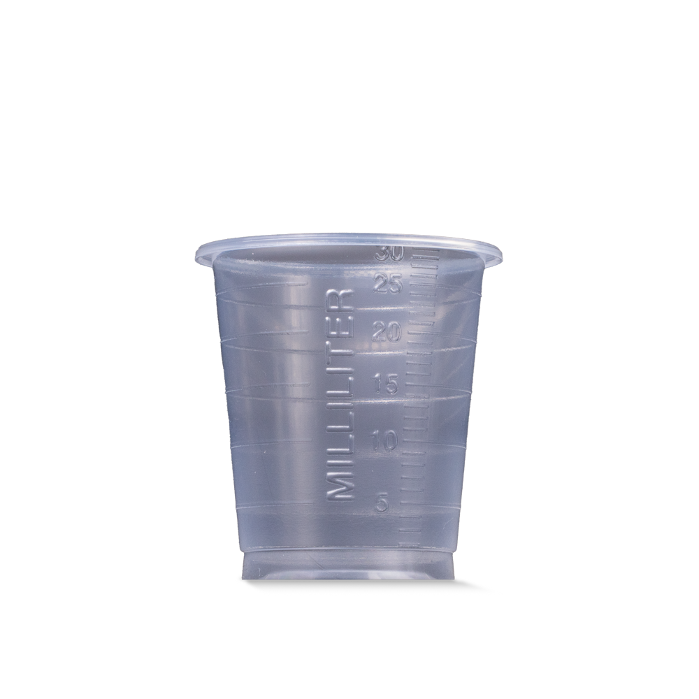 Vaso para medicamentos de PP, color transparente, 30 ml, graduado: comprar el vaso de polipropileno para Medicamentos para la toma de medicamentos o para la dosificación de líquidos y la dispensación de medicamentos como material de sala.