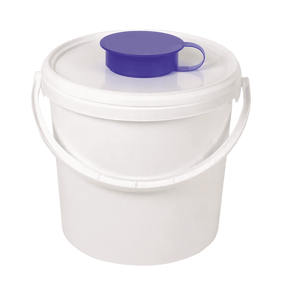 Cubo dispensador, blanco, 6,2 l: comprar cubo dispensador para rollos de tela no tejida con extracción de toallitas húmedas adjunta como material de sala.