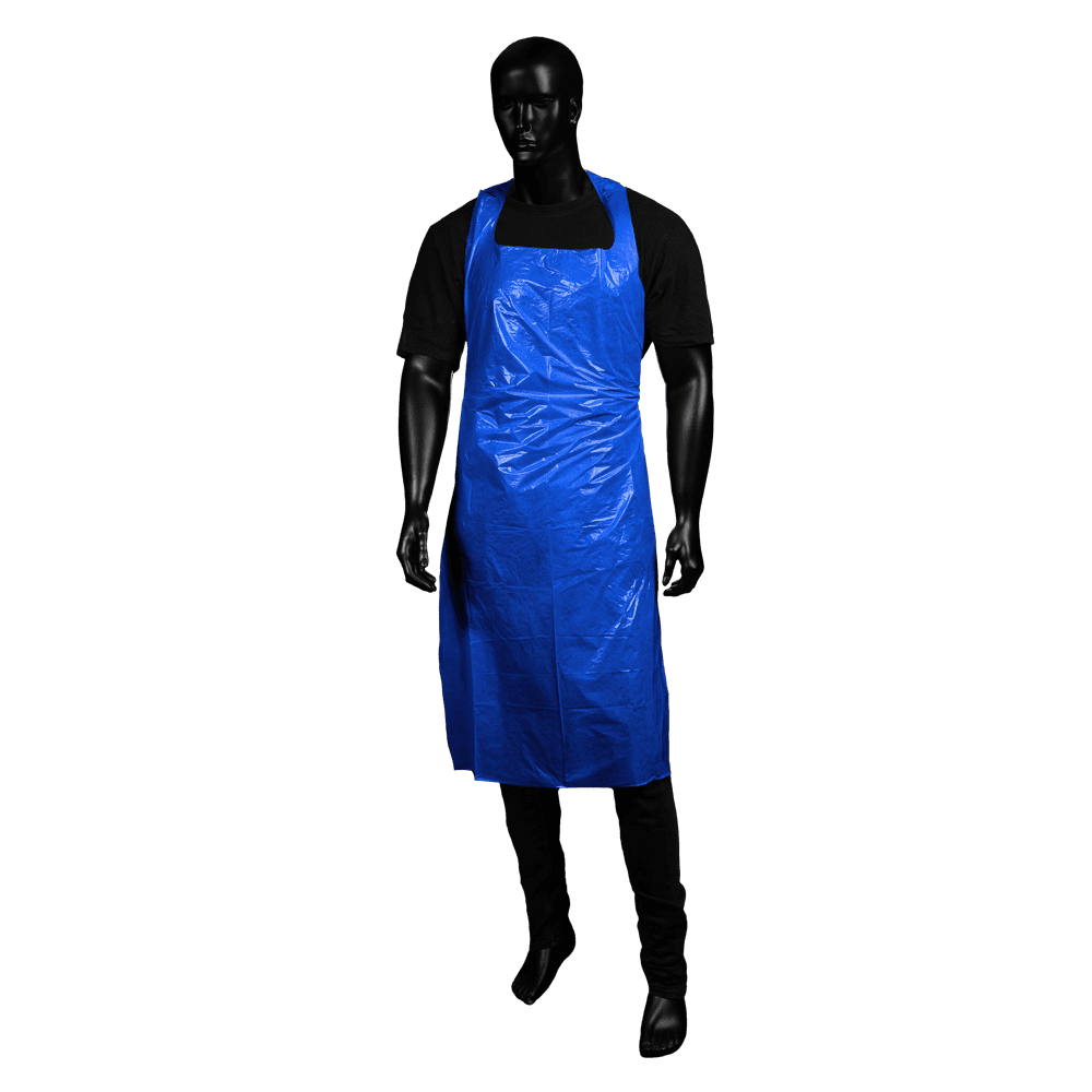 Einwegschürzen geblockt, blau, glatte Oberfläche, 120 x 75 cm, Polyethylen, Med-Comfort