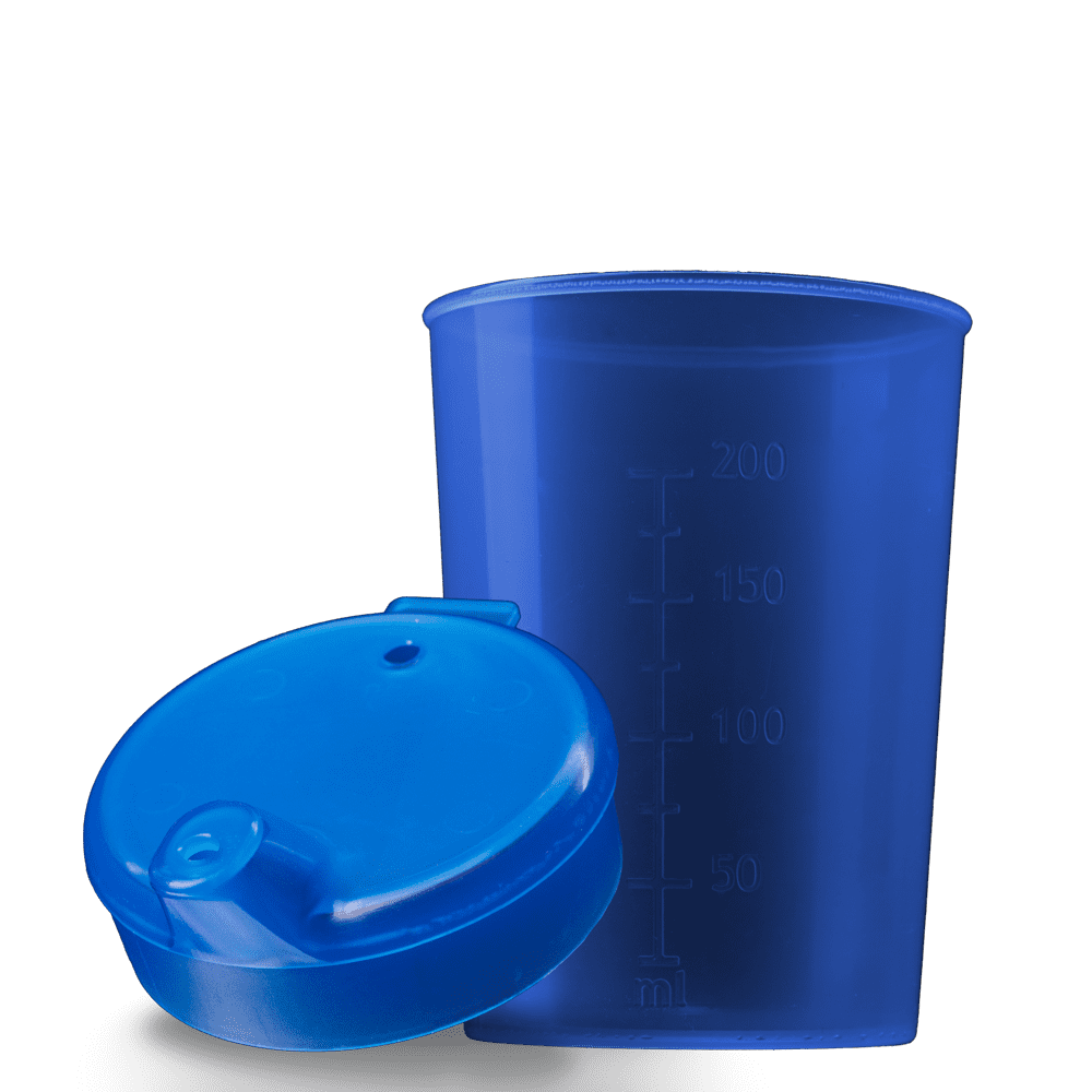PP Beak cup top and bottom SET, blue, 50 x 250 ml PP Beak cup top and bottom SET, blue, 50 x 250 ml