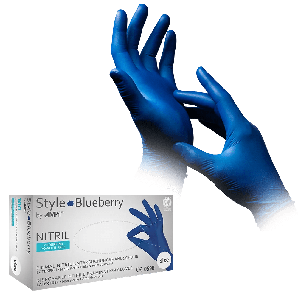 Nitrilhandschuhe, dunkelblau, blau, Größe M, puderfrei, Style blueberry by Med-Comfort Nitrilhandschuhe, dunkelblau, blau, Größe M, puderfrei, Style blueberry by Med-Comfort