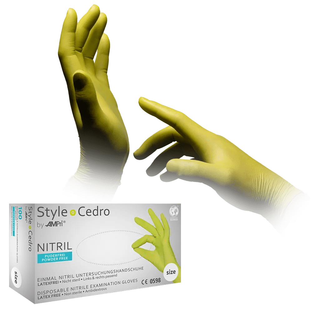 Nitrile gloves, cedro, green, size M, powderfree, style cedro, green by Med-Comfort