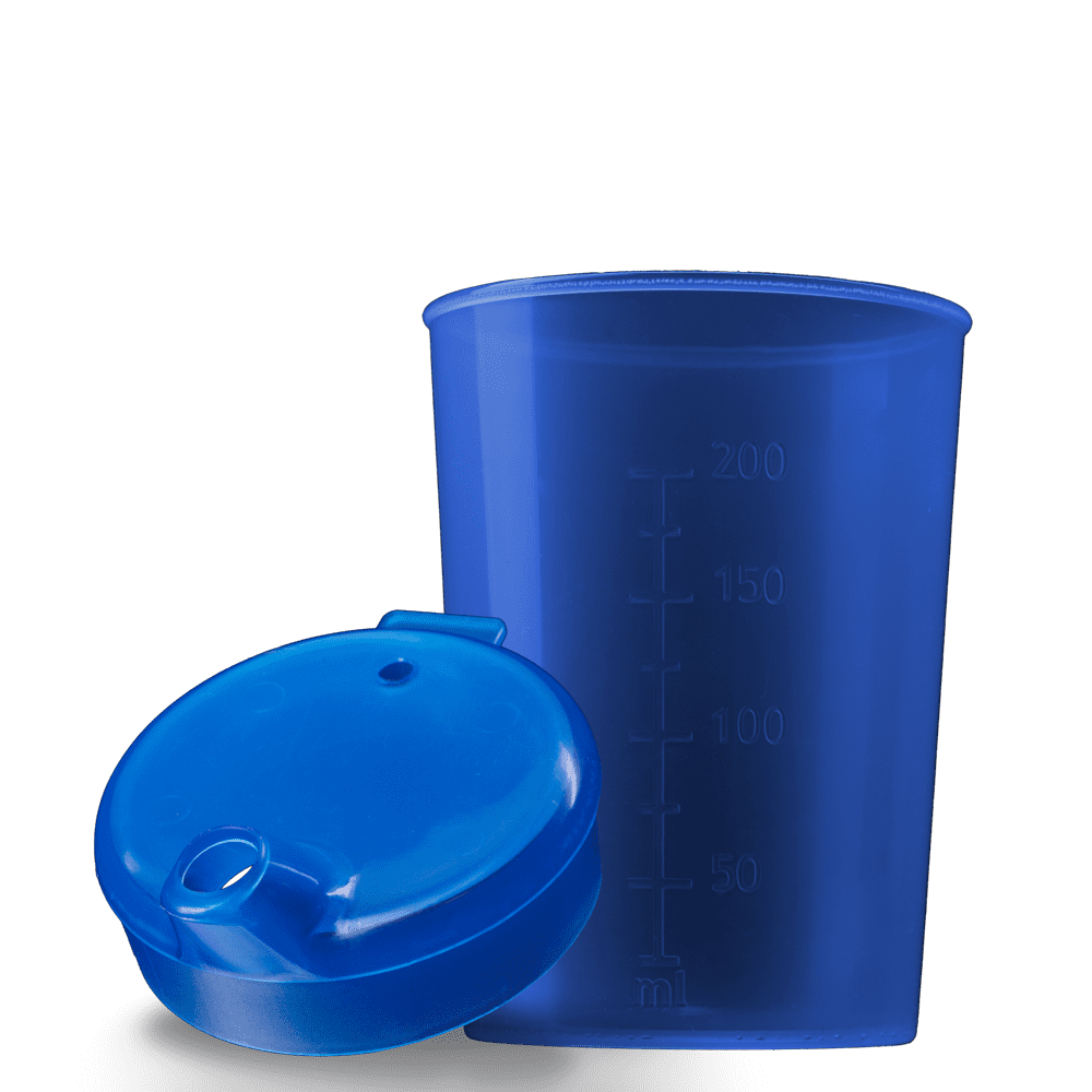 PP Beak cup top and bottom SET, blue, 50 x 250 ml PP Beak cup top and bottom SET, blue, 50 x 250 ml