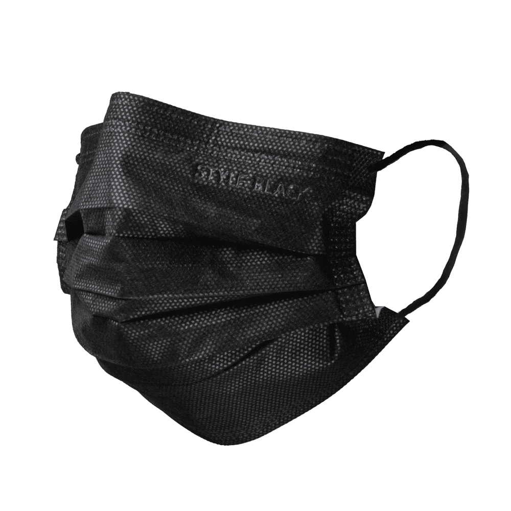 Surgical mask, black, black, type IIR, style by Med-Comfort: buy 4 ply fleece mouth nose mask as disposable mask.