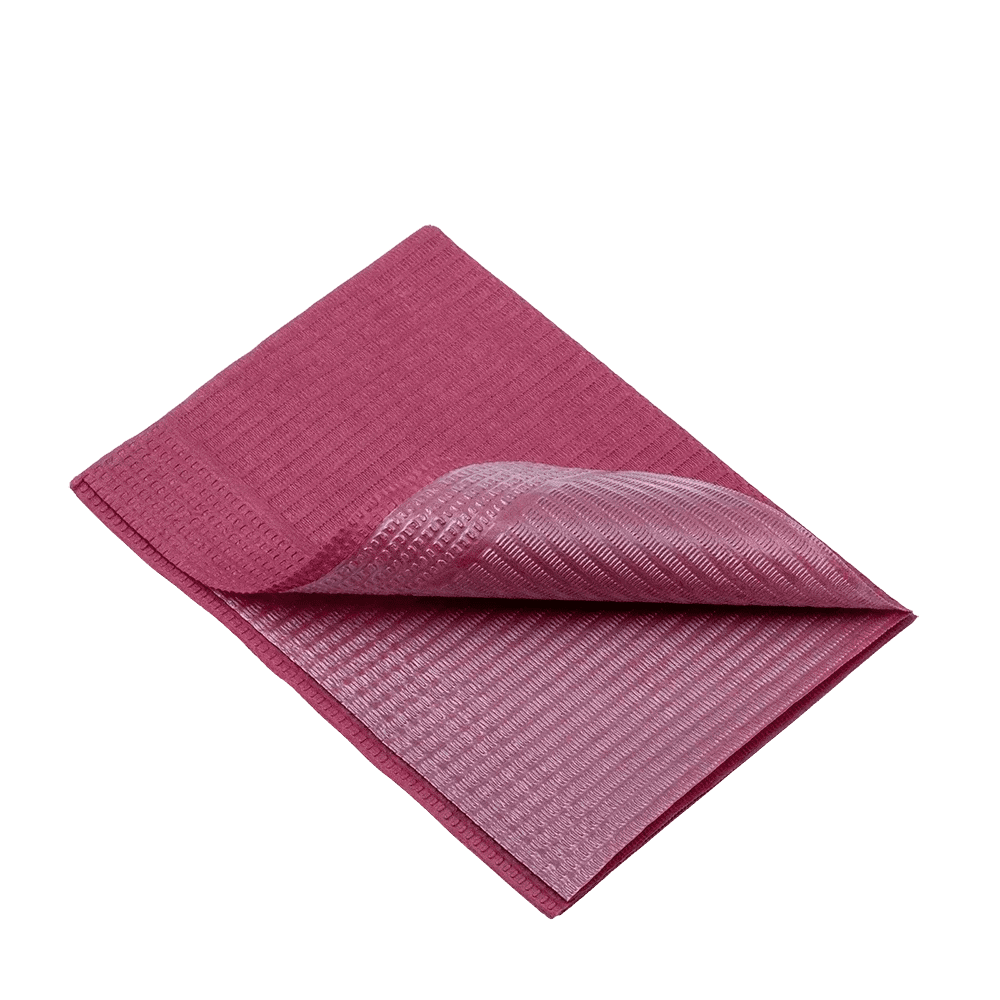 Servilletas dentales desechables para pacientes, 33 x 45 cm, color rojo vino: comprar servilletas dentales de 1 o 2 capas para su uso durante los tratamientos dentales como material de consulta.
