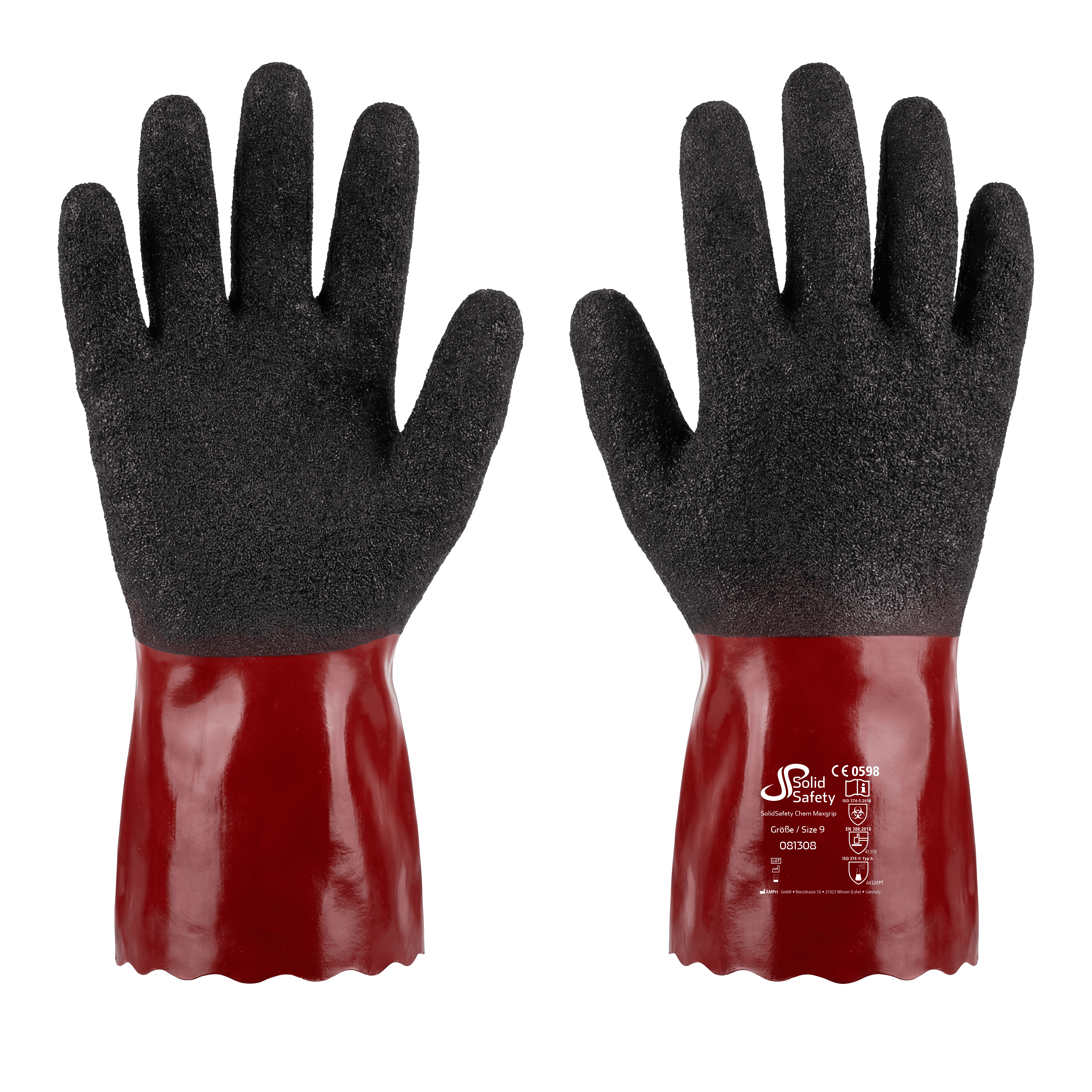 Chemikalienschutzhandschuh, Größe 8, SolidSafety Chem MaxGrip