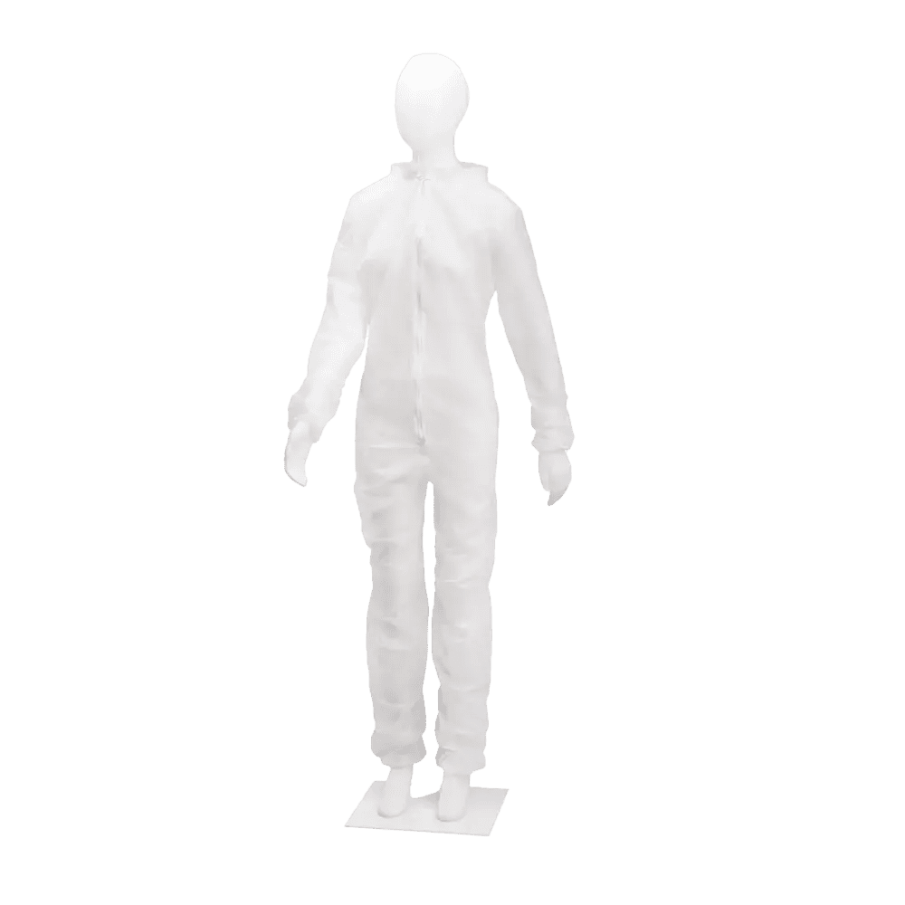 Disposable overall, polypropylene white, S, M, L, XL, XXL, XXXL, Med-Comfort: buy disposable overall with stand-up collar and zip as protective clothing. Disposable overall, polypropylene white, S, M, L, XL, XXL, XXXL, Med-Comfort: buy disposable overall with stand-up collar and zip as protective clothing.