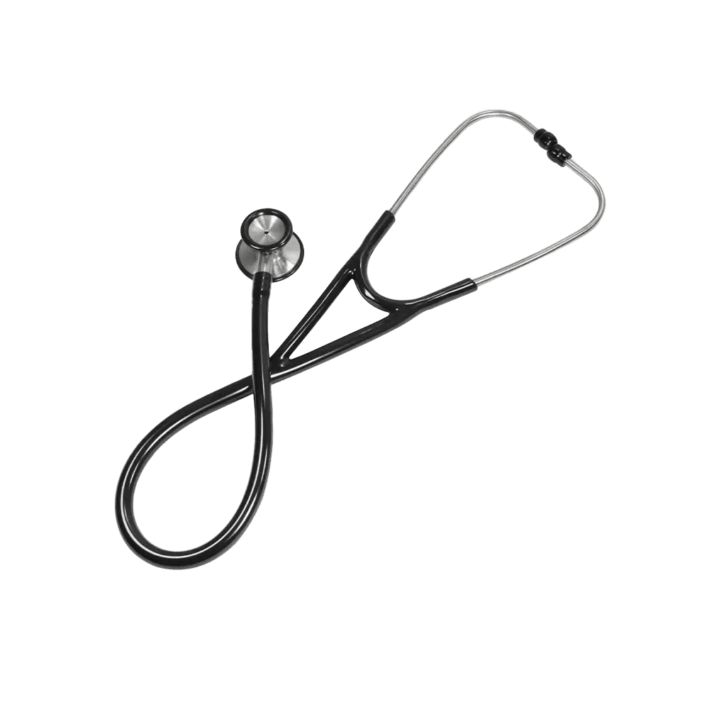 Double head stethoscope deluxe, colour black, Med-Comfort: buy flat head stethoscope with 56cm long Y-tube and soft replacement ear olives with metal loops for excellent acoustics for use in medicine and care as ward and patient supplies.