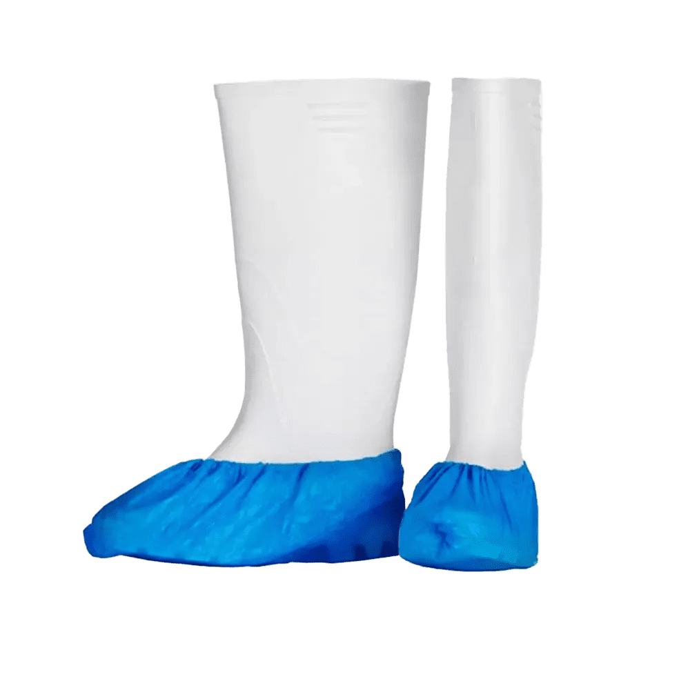 PE Disposable overshoes, 15 x 42 cm, blue, polyethylene, Eco-Plus: buy disposable overshoes with bordered latex rubber as hygienic protective overshoes.