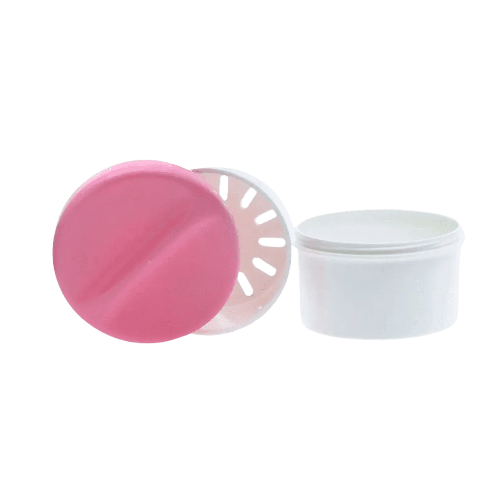 Vaso desechable de PP para dentaduras postizas, blanco, rosa, 250 ml de capacidad