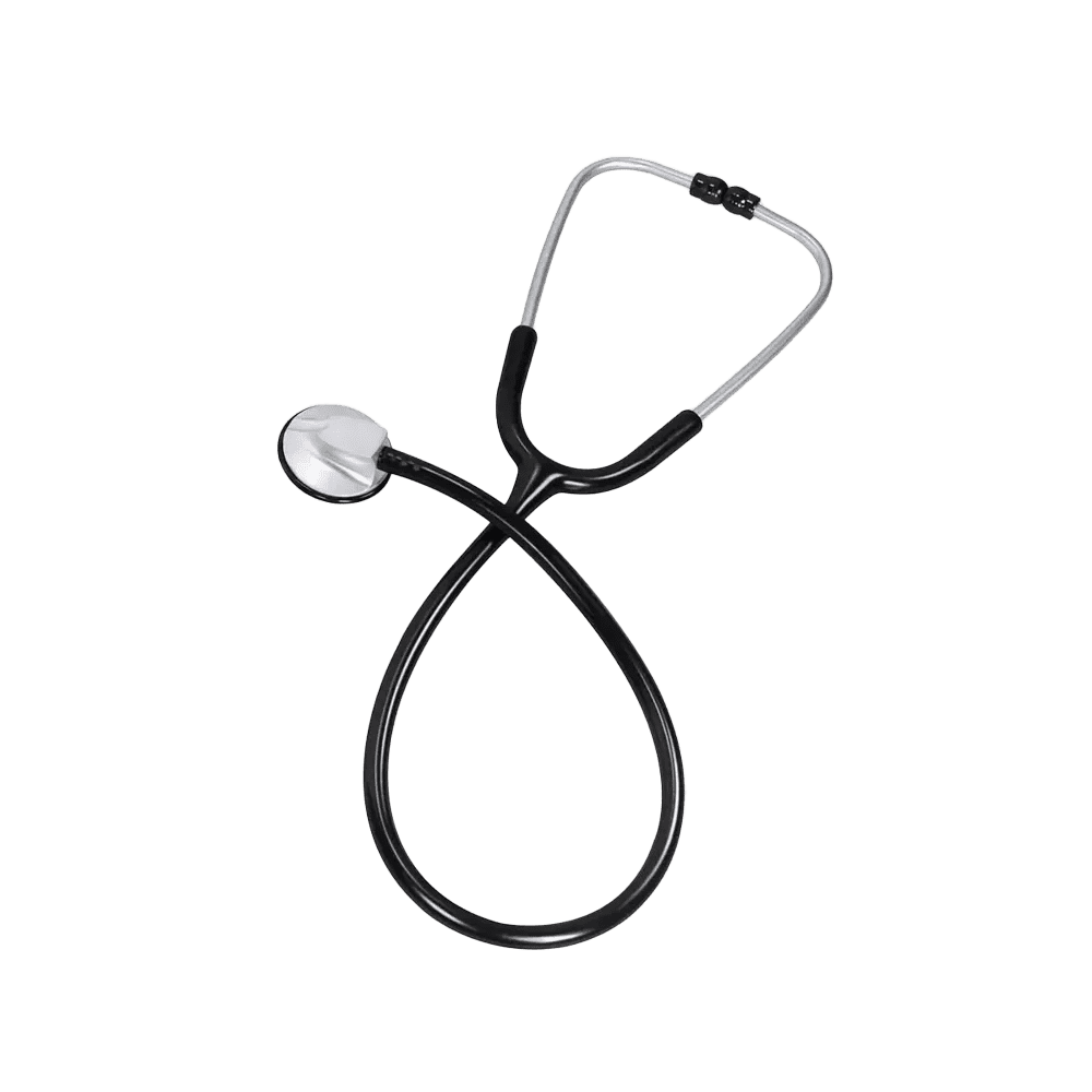 Flat head stethoscope deluxe, colour black, Med-Comfort: buy flat head stethoscope with 60 cm long Y-tube and replacement ear olives for excellent acoustics for use in medicine and care as ward and patient supplies.