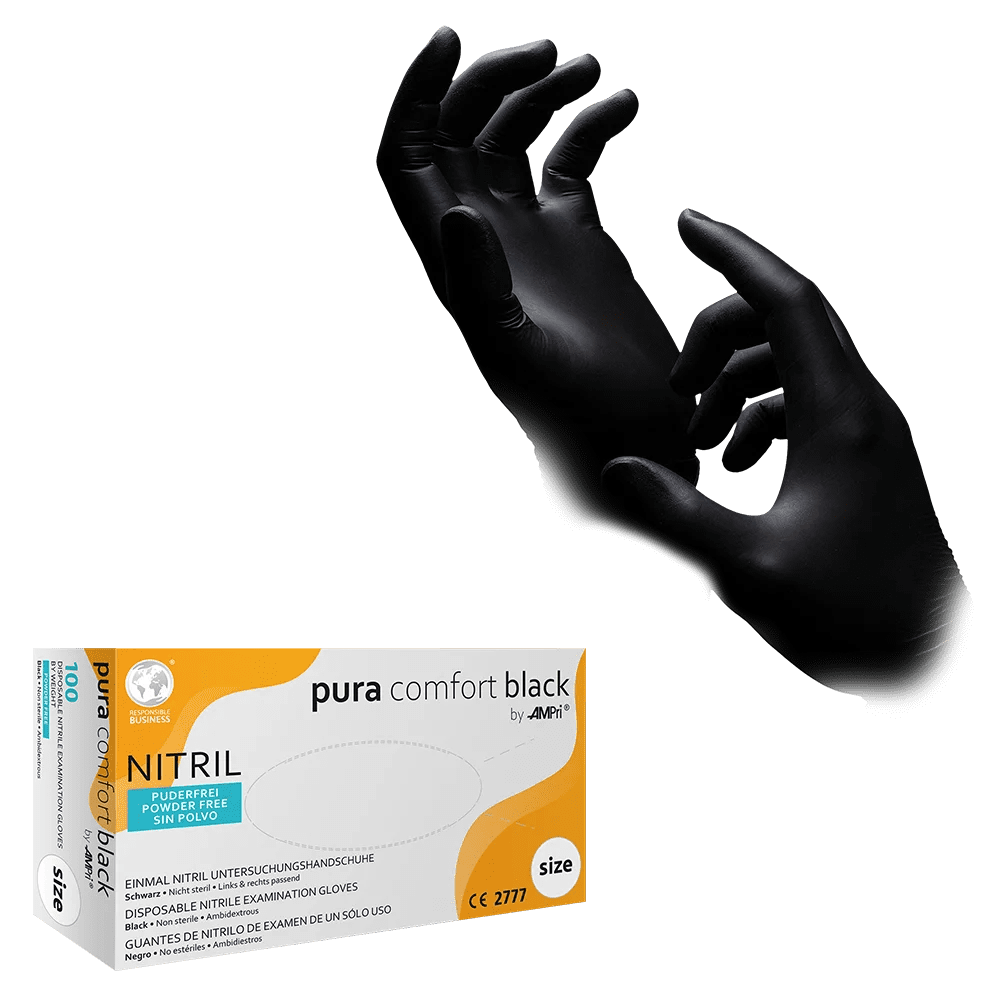 Nitrilhandschuhe, schwarz, Größe S, puderfrei, Puracomfort Black: Nitril Einmalhandschuhe als Schutzhandschuhe und Untersuchungshandschuhe aus Nitril kaufen. Nitrilhandschuhe, schwarz, Größe S, puderfrei, Puracomfort Black: Nitril Einmalhandschuhe als Schutzhandschuhe und Untersuchungshandschuhe aus Nitril kaufen.