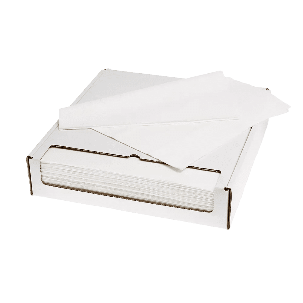 Dental disposable wet crepe napkins, 34 x 38 cm, white, Med-Comfort: buy single-ply patient napkins for use during dental treatments and dental care as dental practice supplies.