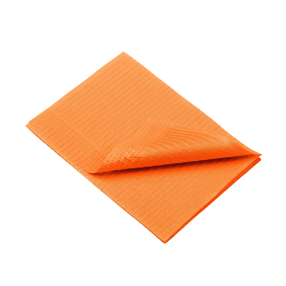 Servilletas dentales desechables para pacientes, 33 x 45 cm, color naranja: comprar servilletas dentales de 1 o 2 capas para su uso durante los tratamientos dentales como suministros de la consulta.