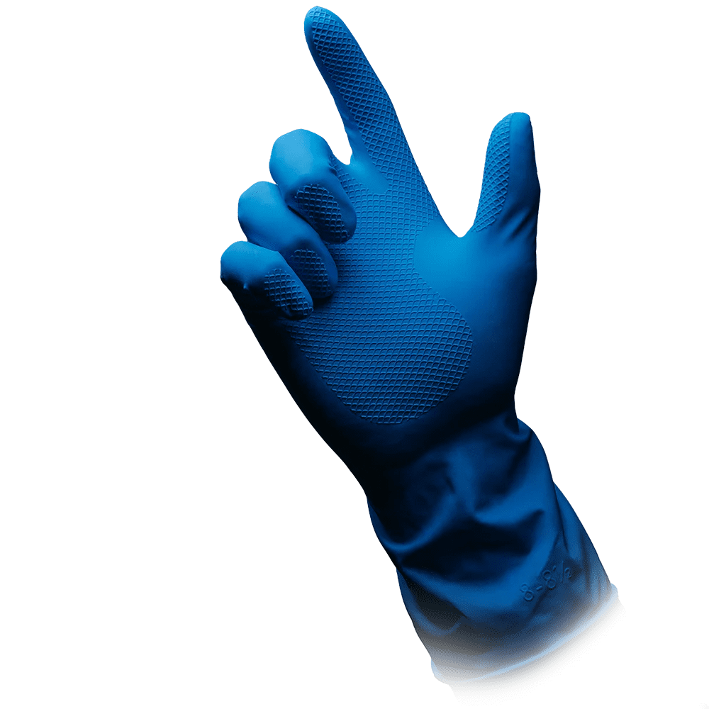 Guantes domésticos de látex, azul, talla S, sin polvo, Clean-Comfort