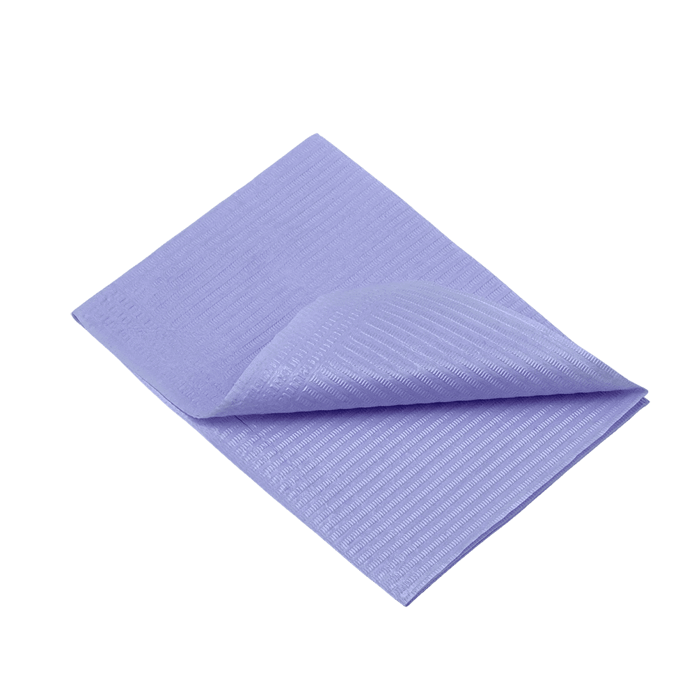 Servilletas dentales desechables para pacientes, 33 x 45 cm, color púrpura Servilletas dentales de 2 capas para utilizar durante los tratamientos dentales como material de consulta.