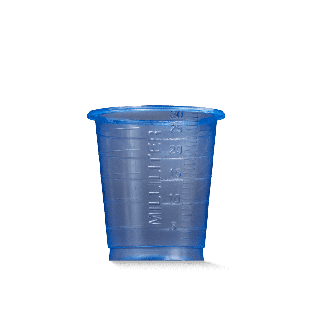PP Medicine cup, colour blue, 30 ml, graduated: buy polypropylene medicine cups for taking medicines or for dosing liquids and distributing medicines as ward supplies.