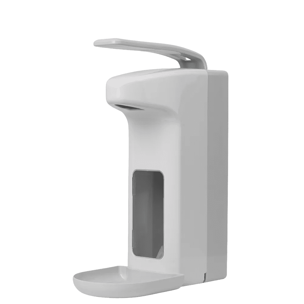 Wall dispenser for 500 ml liquid soaps and disinfectants, colour white, grey, 320 x 120 x 230 mm: buy lockable wall dispenser made of high-quality plastic as dispenser with drip tray for liquids.
