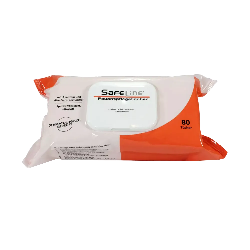Wet wipes with pop-up lid, white, Safeline: buy especially mild skin cleansing wipes with allantoin and aloe vera for the care and cleansing of sensitive skin as patient supplies for nursing and care of the elderly.