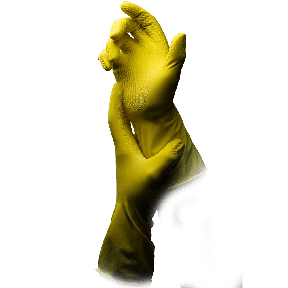 Guantes domésticos de látex, amarillo, talla XL, sin polvo, Clean-Comfort