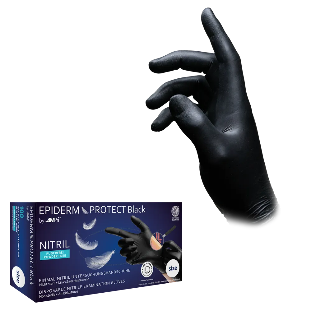 Nitrilhandschuhe, schwarz, Größe S, puderfrei, Epiderm Protect Black by Med-Comfort