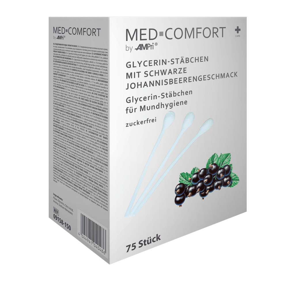 PP schwarze Johannisbeer sticks, 150 mm, Geschmack schwarze Johannisbeere, Top-Comfort: Polypropylen Mundpflegestäbchen zur Befeuchtung von Lippen und Mund, für den Einsatz in der Mundpflege als Patientenbedarf kaufen.