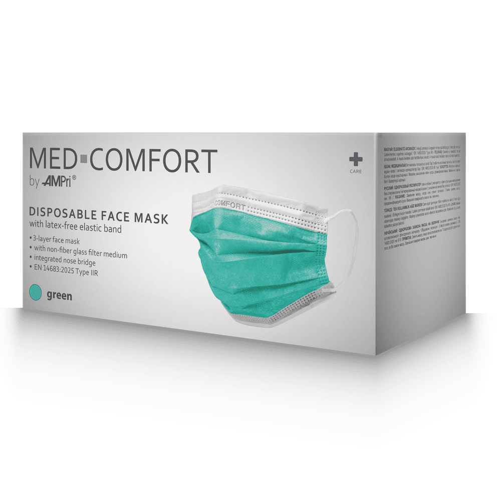 OP mask, green, fleece type IIR, Med-Comfort: buy mouth protection as medical mask.