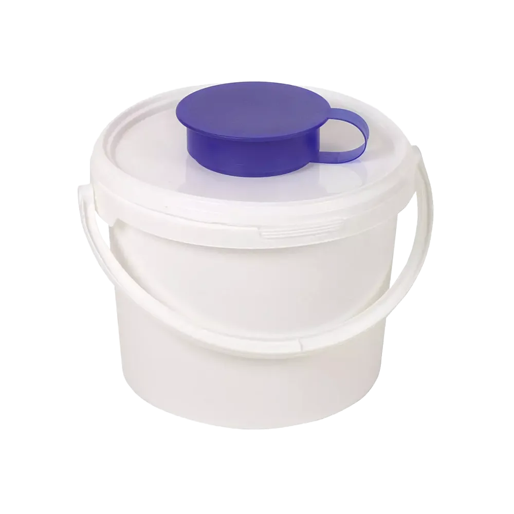 Dispenser bucket, white, 3,4 l: buy dispenser bucket for non-woven rolls with attached wet wipe removal as ward supplies.