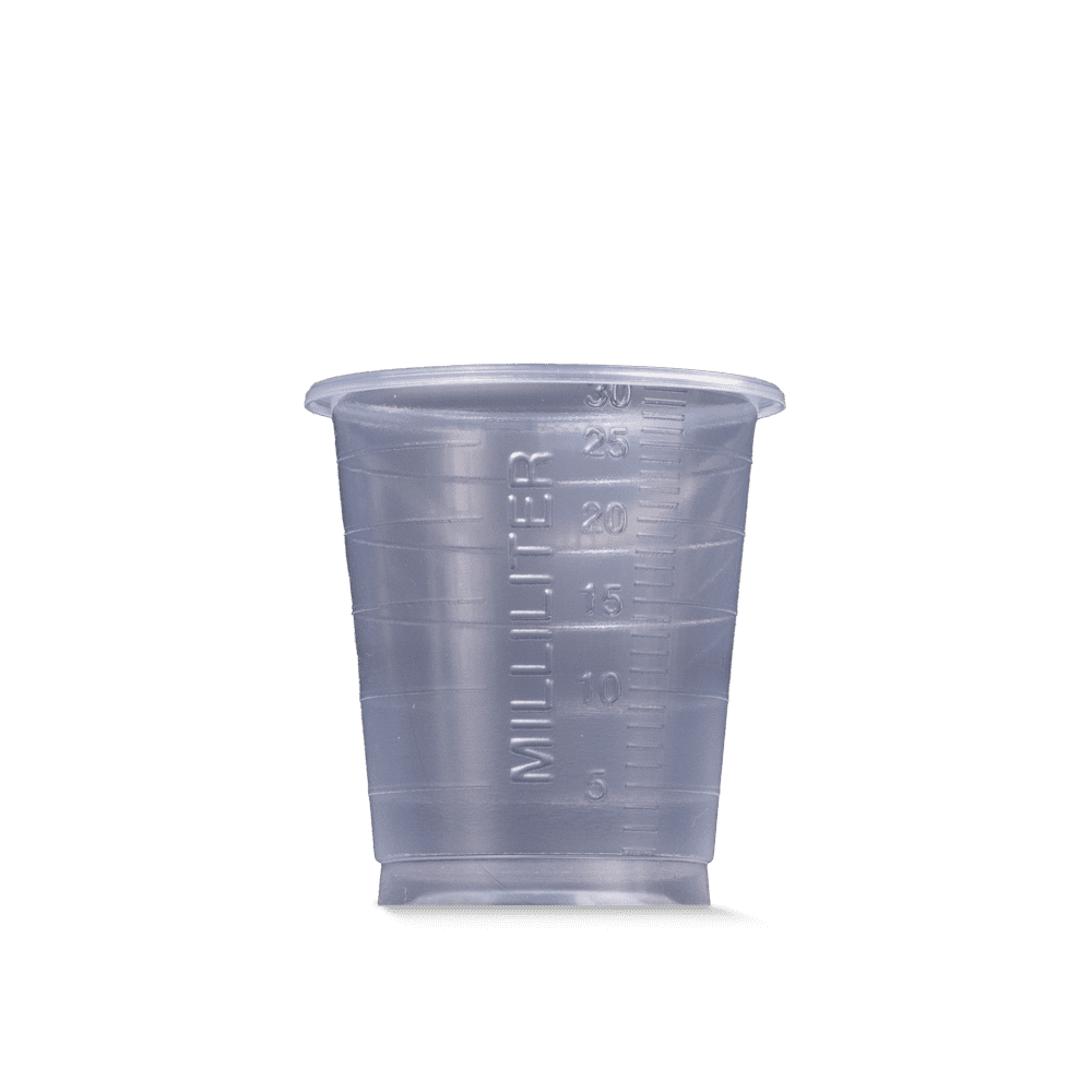 Vaso para medicamentos de PP, color transparente, 30 ml, graduado: comprar el vaso de polipropileno para Medicamentos para la toma de medicamentos o para la dosificación de líquidos y la dispensación de medicamentos como material de sala.