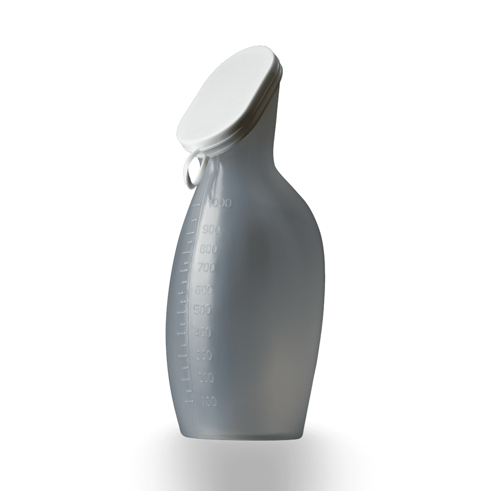 PP Urinflasche für Frauen, 1 Liter, Farbe durchscheinend mit weißem PE Deckel, Top-Comfort PP Urinflasche für Frauen, 1 Liter, Farbe durchscheinend mit weißem PE Deckel, Top-Comfort