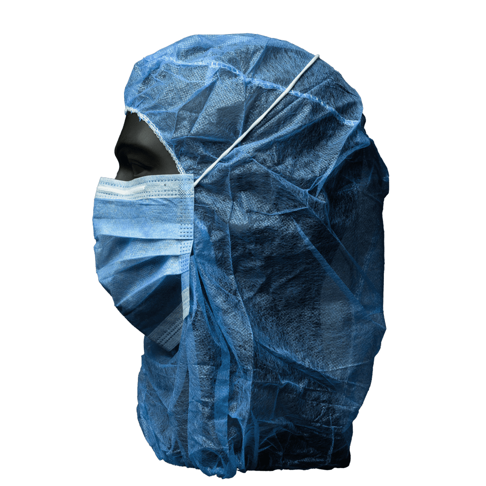 Gorro de astronauta con máscara facial, color azul, Med-Comfort: comprar gorro de astronauta de 2 capas con máscara facial de vellón como EPI.