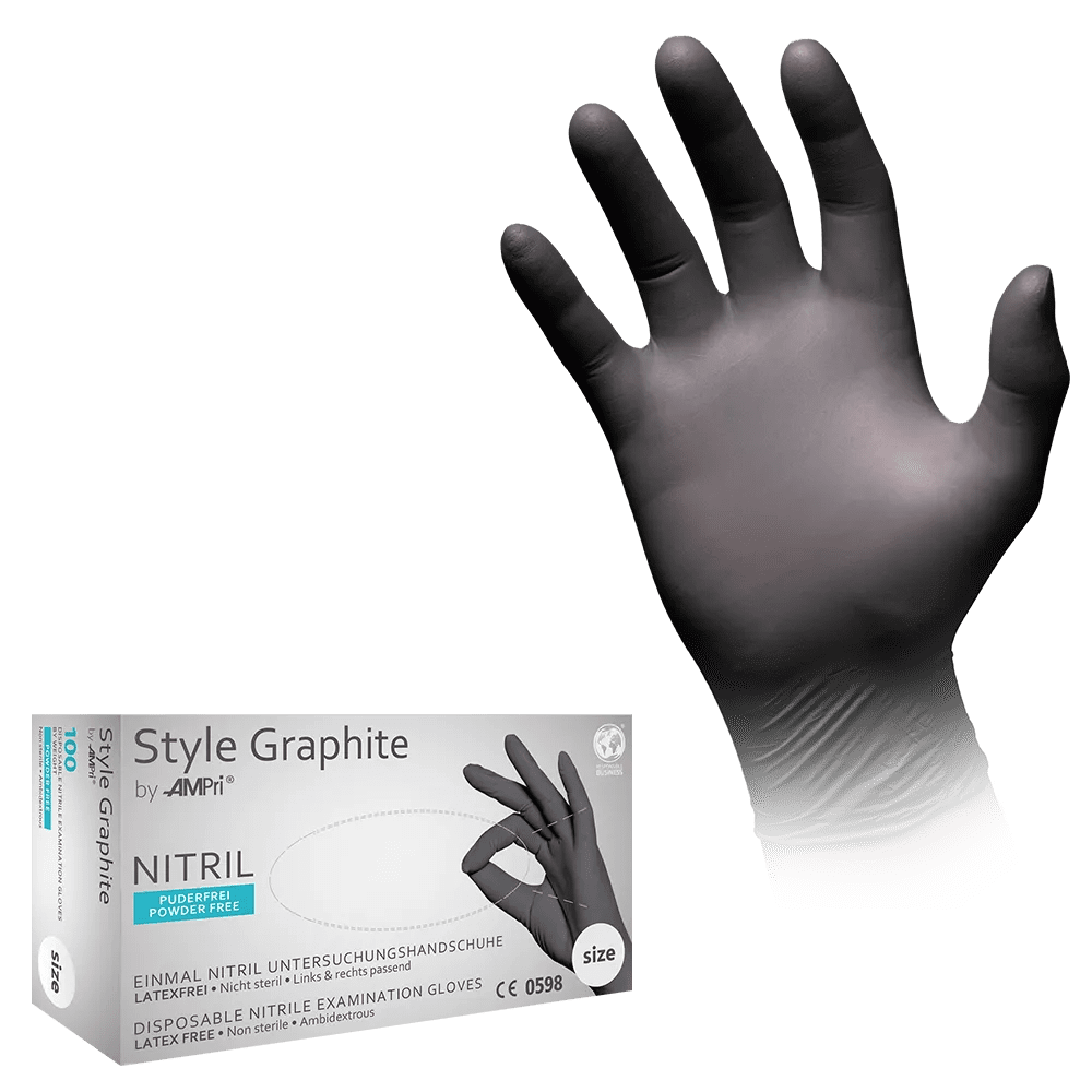 Nitrilhandschuhe, anthrazit, Größe M, puderfrei, Style GRAPHITE by Ampri Nitrilhandschuhe, anthrazit, Größe M, puderfrei, Style GRAPHITE by Ampri