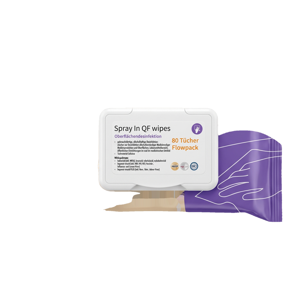 SprayIn QF Flowpack Wipes, 20 x 20 cm, 80 toallitas