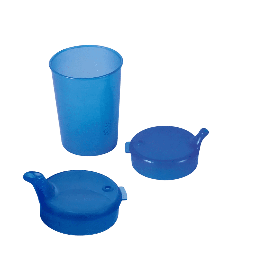 PP Schnabelbecher Oberteil und Unterteil SET, blau, 50 x 250 ml: Polypropylen Oberteil und Unterteil SET für 50 Schnabeltassen als Patientenbedarf kaufen.