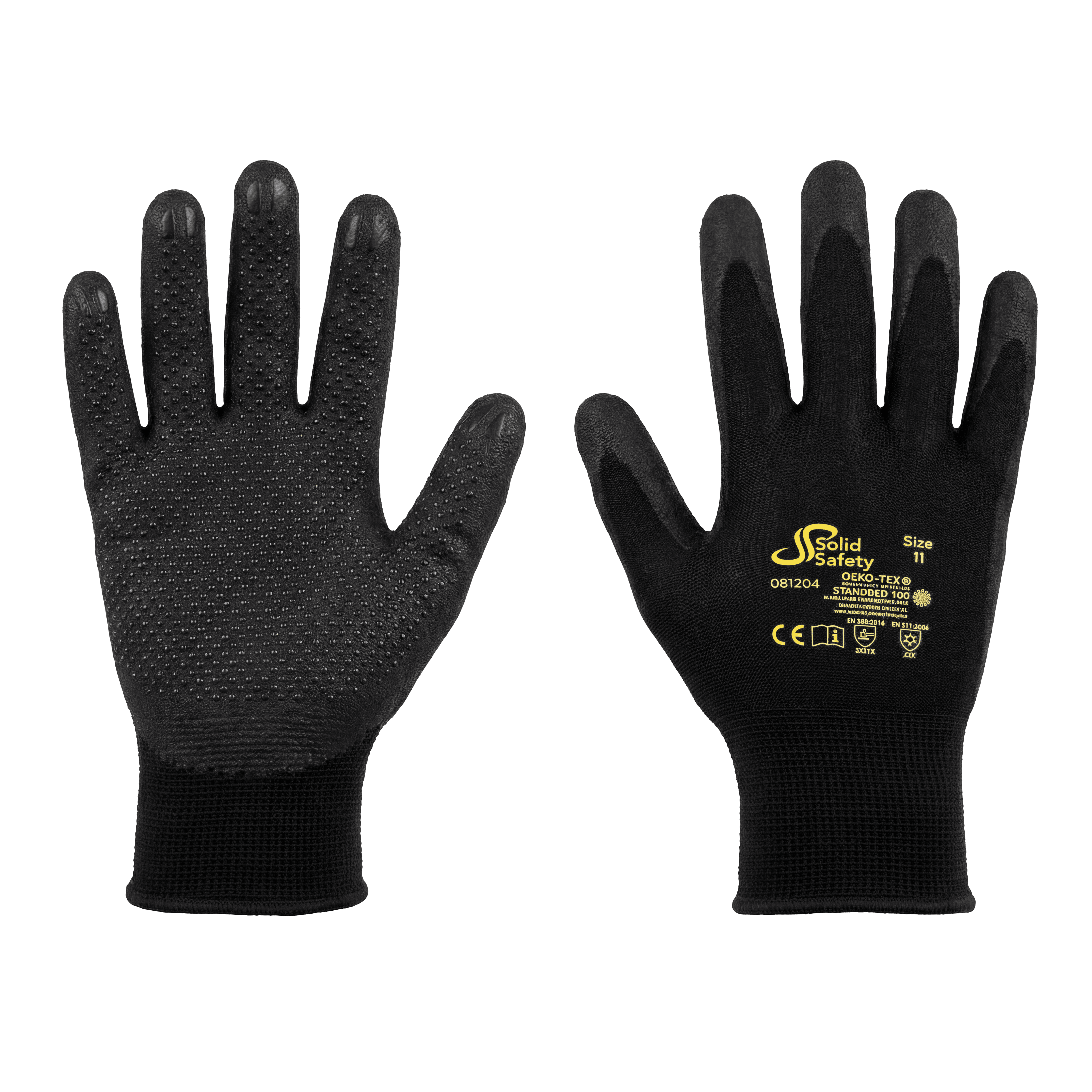 Protective glove, size 11, black, SolidSafety Tough Winter Dots
